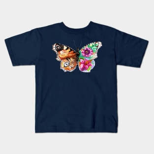 Brown butterfly with flowers drawing Kids T-Shirt